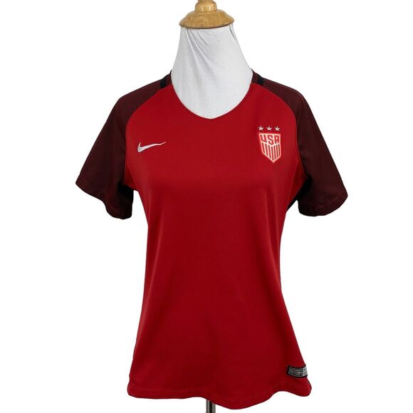 Nike USA Soccer Jersey Womens M Medium Red Black Team Stadium Dri Fit USWNT - Picture 1 of 12